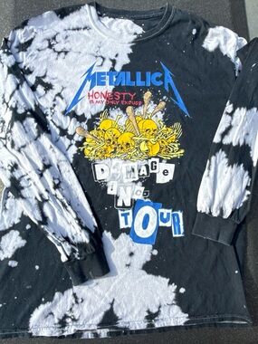 Adult Long Sleeve Tie-Dye Tour Shirt - Black & White Medium